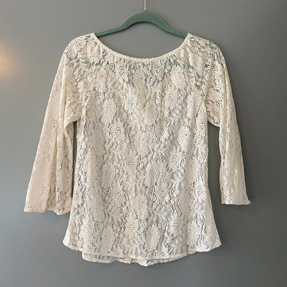 Johnny Was Lace Button Down Blouse in Ivory - Picture 2 of 3